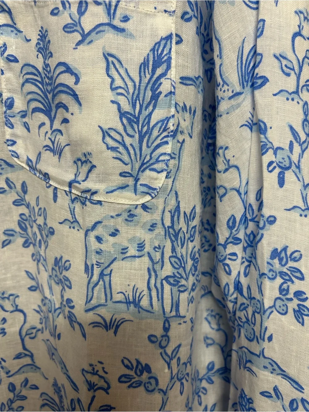 Lilly Pulitzer men's linen giraffe print Addison shirt new blue white large - Picture 4 of 7